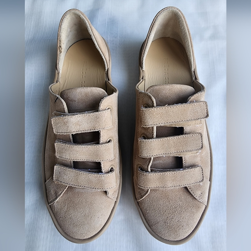 Freda Salvador Beige Suede Velcro Strap Sneaker - Picture 2 of 5